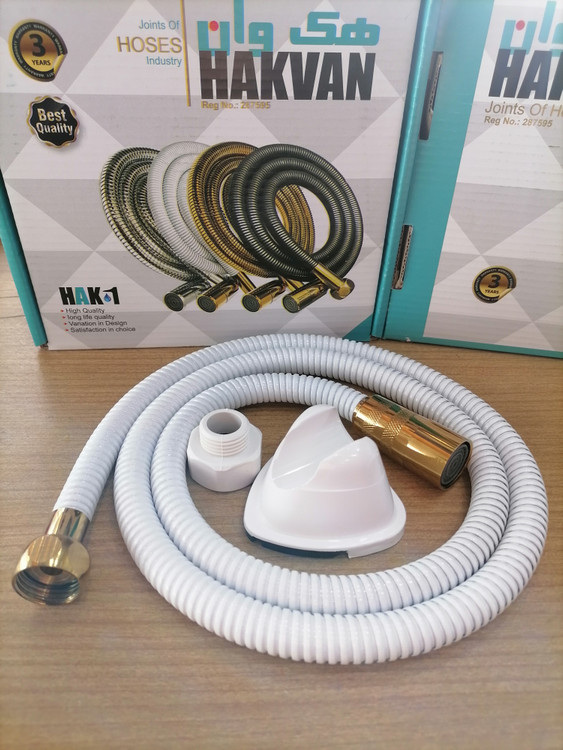 شلنگ آفتابه ریز بافت سفید طلایی