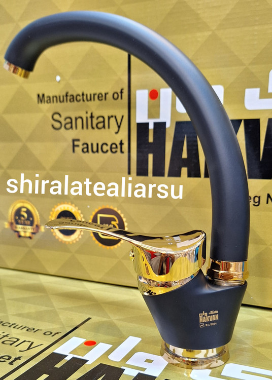 شیر سینک اهرمی مشکی طلایی