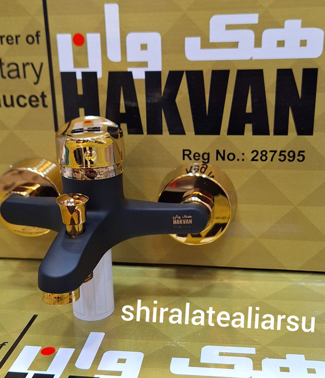 شیر دوش اهرمی مشکی طلایی