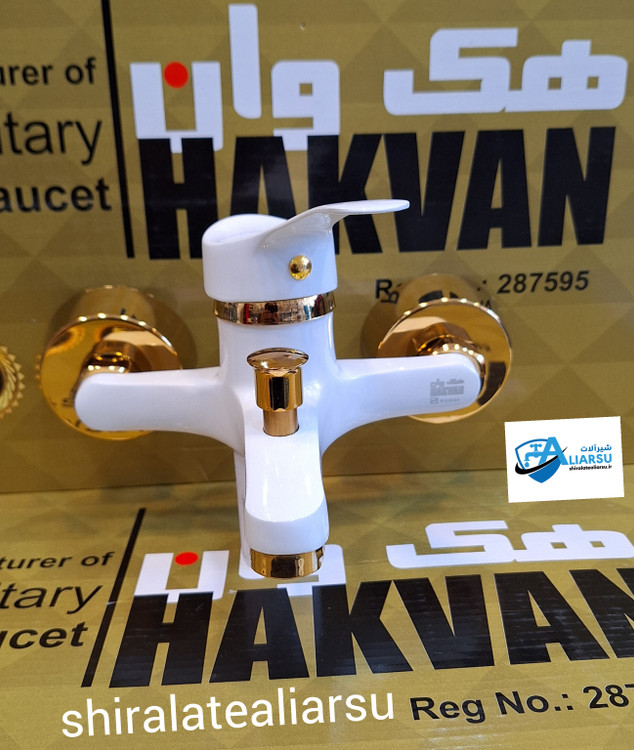 شیر دوش اهرمی سفید طلایی