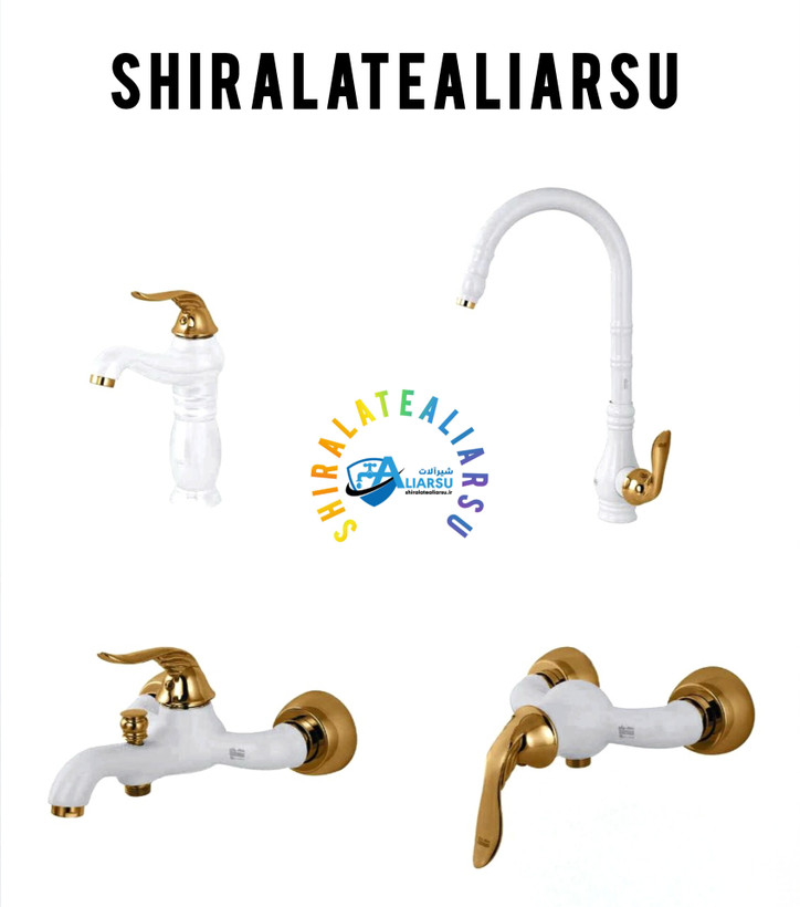 سری ۴عددی شیرآلات اهرمی لوکس سزار سفید طلایی