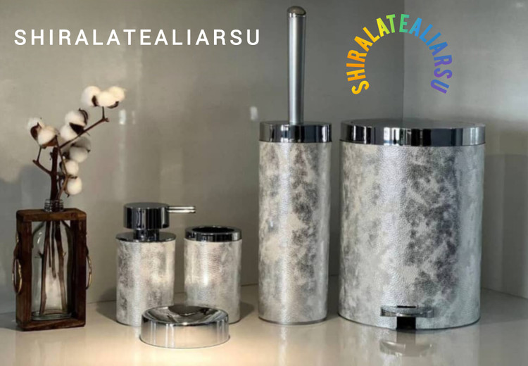 سرویس ۵پارچه بهداشتی لوکس چرم نقرهای ابروبادی