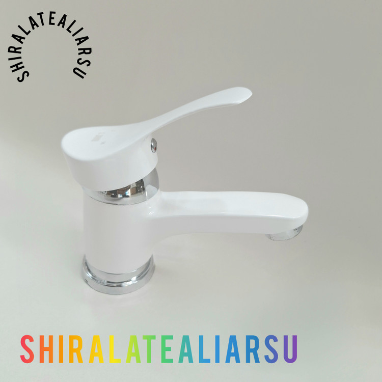 شیر روشویی اهرمی سفید کرم