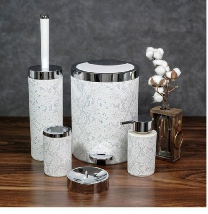 سرویس ۵پارچه بهداشتی لوکس بتیس مدل چرم سفید کرم