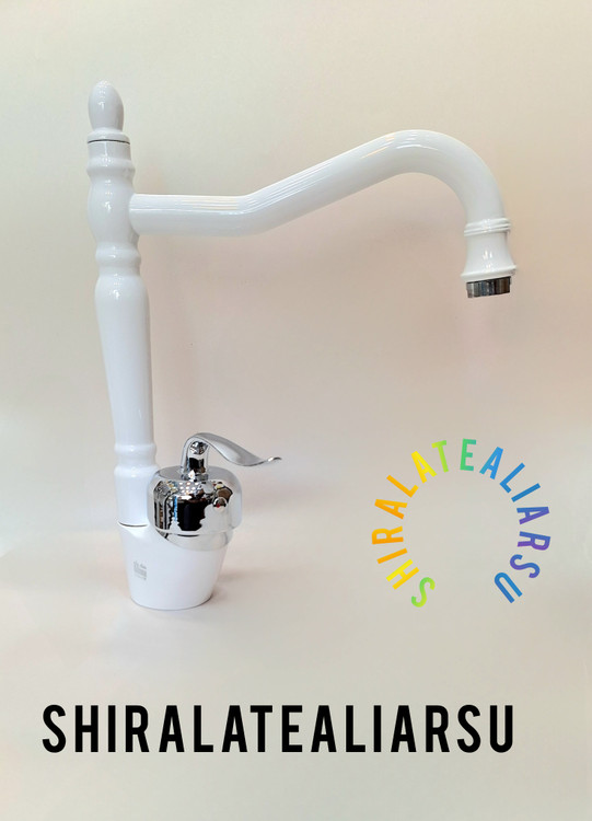 شیر سینک اهرمی آشپزخانه سفید کرم مدل قاجاریه