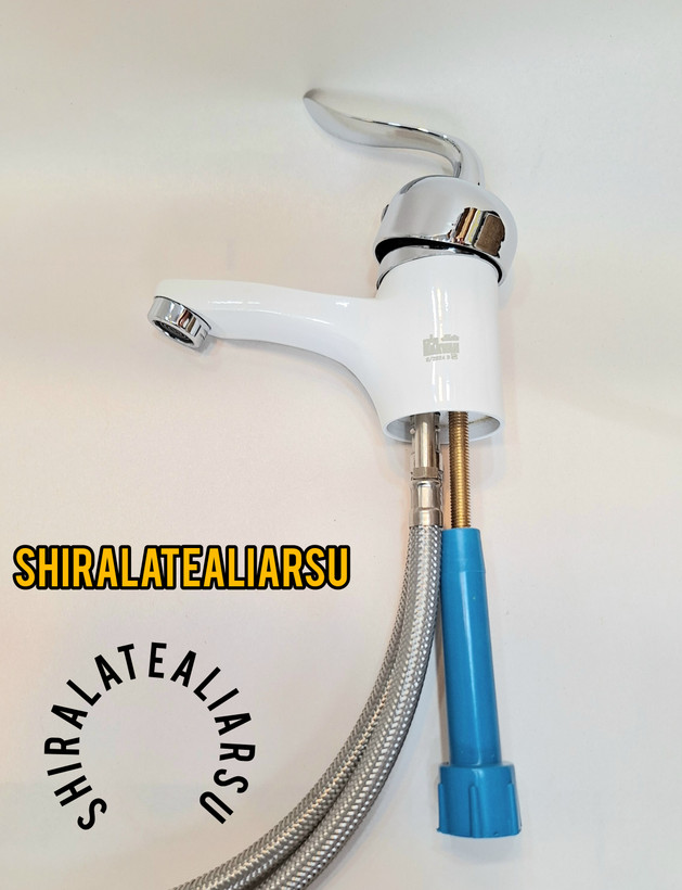 شیر اهرمی روشویی لوکس قاجاریه سفید کرم