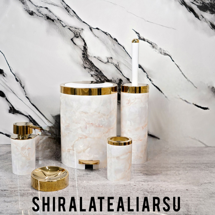 سرویس ۵پارچه بهداشتی بتیس مدل طرح سنگ ماربل طلایی