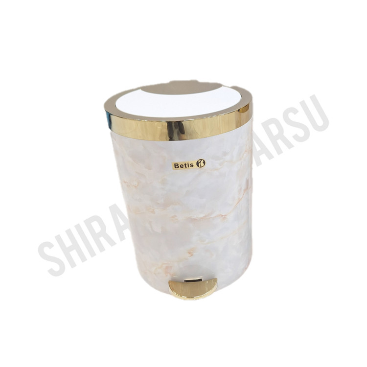 سطل پدالی آرام بند طرح ماربل طلایی