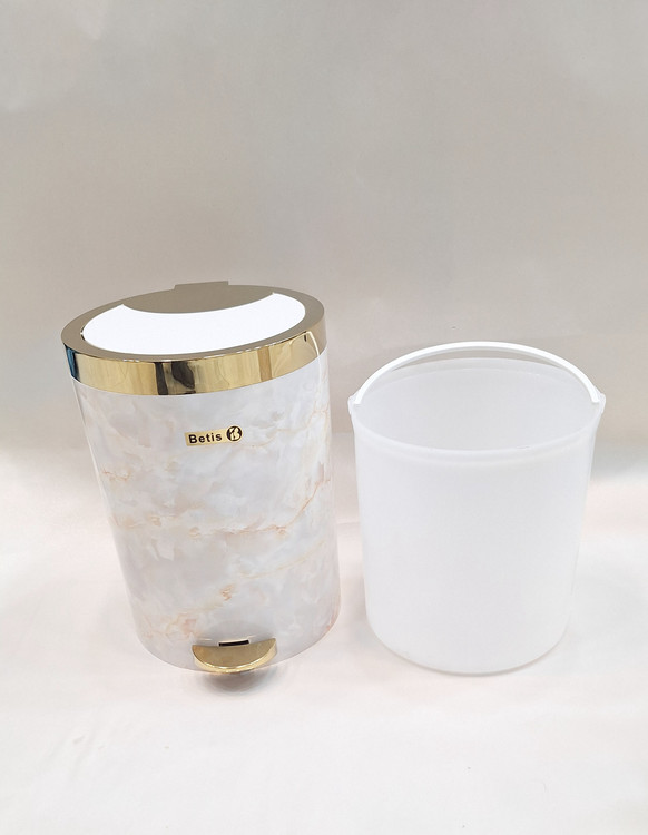 سطل پدالی آرام بند طرح سنگ ماربل طلایی