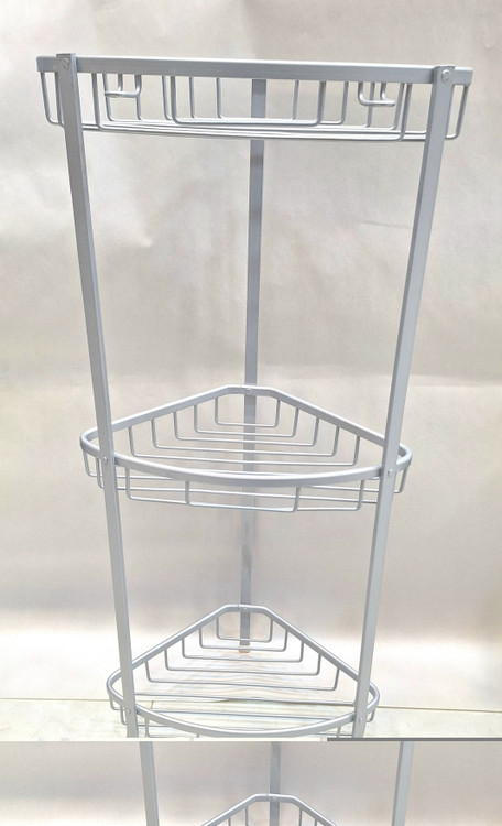 استند حمام سه گوش سه طبقه نقرهای