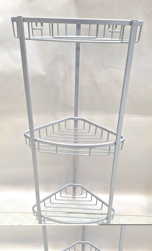 استند حمام سه گوش سه طبقه نقرهای