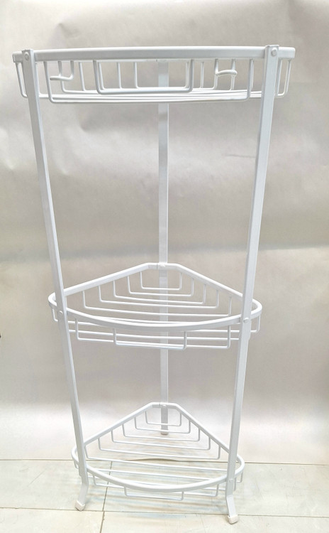 استند حمام سه گوش سه طبقه سفید