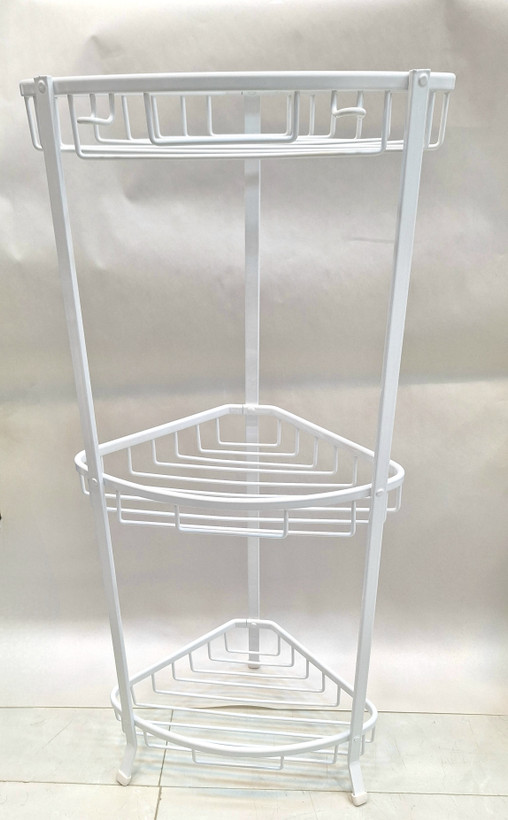 استند حمام سه گوش سه طبقه سفید