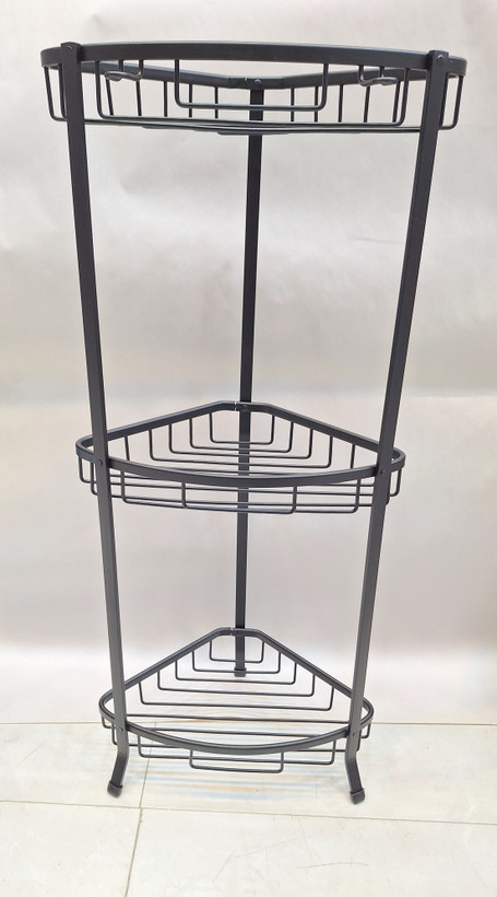 استند حمام سه گوش سه طبقه مشکی