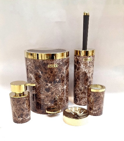 سرویس ۵پارچه بهداشتی ماربل قهوه ای طلایی