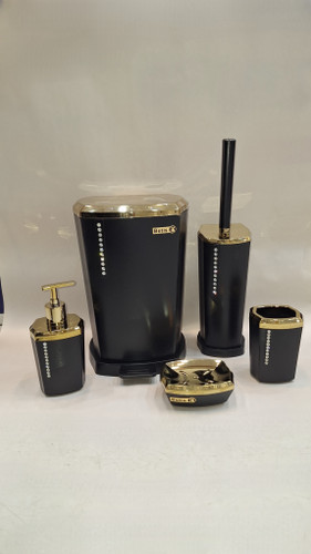 سرویس ۵پارچه بهداشتی لوکس بتیس مدل نگین مشکی طلا