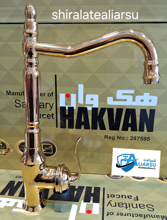 شیر سینک اهرمی لوکس آشپزخانه مدل بامبو طلایی